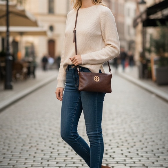 Tory Burch Vintage Brown Leather Crossbody Bag - Picture 4 of 9